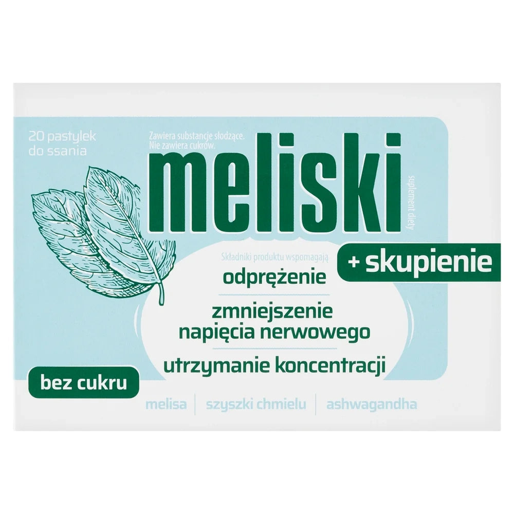 Meliski + focus, 20 lozenges for concentration and mental focus support