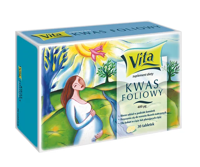 Folic Acid Vita - 30 tablets, for cell growth and blood formation support