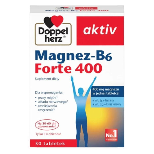 Doppelherz Aktiv Magnesium - B6 Forte 400 - 30 Tablets, for muscle and nervous system support