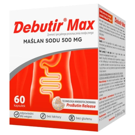 Debutir Max, sodium butyrate 500 mg, capsules, 60 pcs. for gut health and intestinal support
