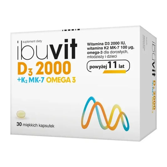 Ibuvit D3 2000 + K2 MK-7 Omega 3 - 30 tablets, for bone and immune system support
